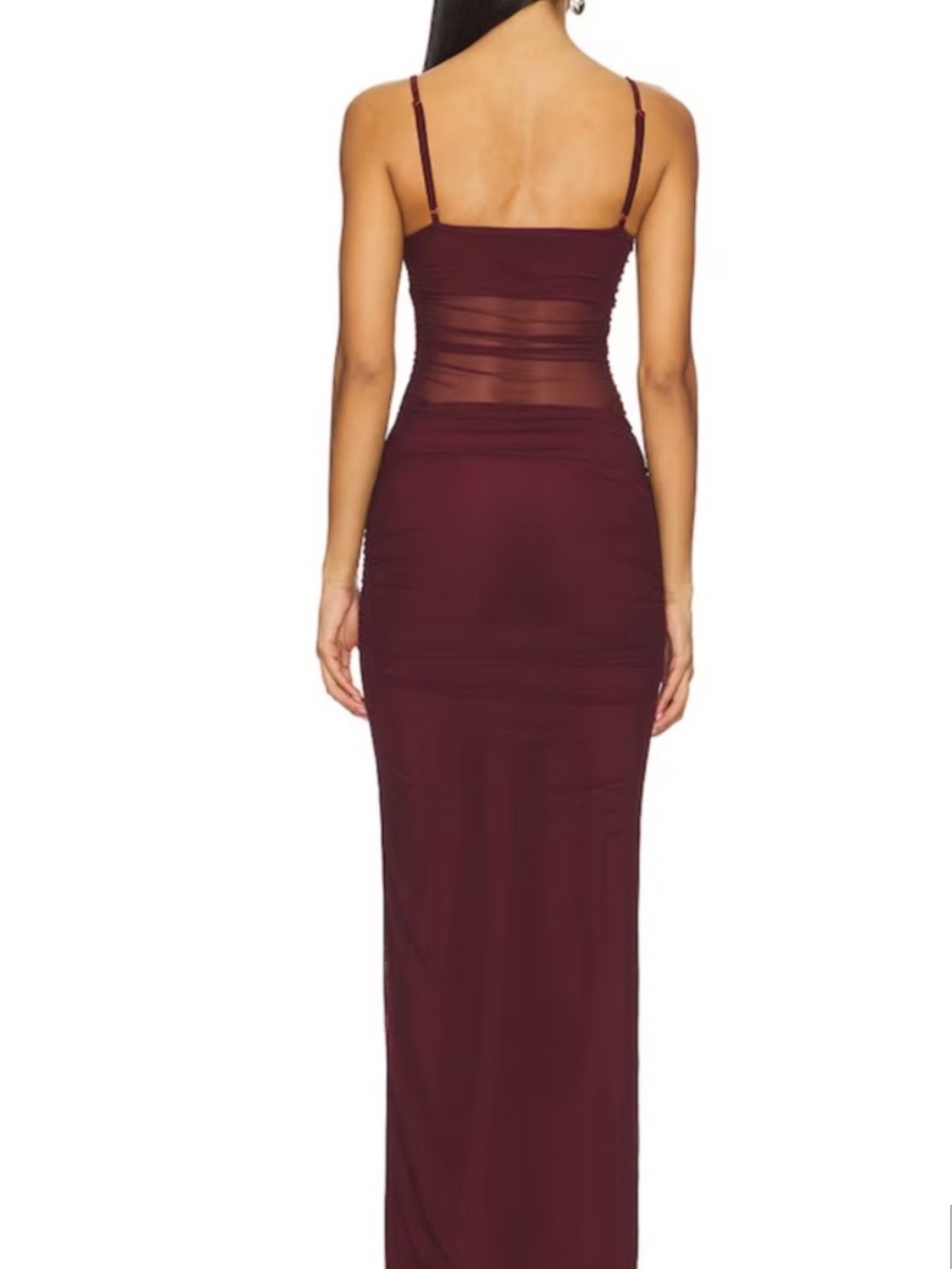superdown Burgundy Mesh Ruched Maxi Dress - NWT - Picture 2 of 3